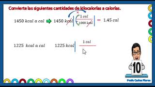 EJEMPLOS DE CONVERTIR DE CALORIAS A KILOCALORIAS [upl. by Steddman]