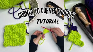 How to Crochet Corner to Corner  C2C Increase Decrease and Color Change [upl. by Ahtelra]