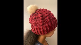 crochet hat with pompom full pattern [upl. by Twelve]