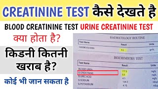 Creatinine Test In Hindi  creatinine normal range [upl. by Ayoted]