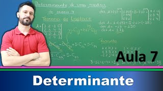 Determinante da Matriz de Ordem 4  Teorema de Laplace  Aula 7 [upl. by Hamish]