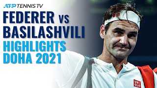 Roger Federer vs Nikoloz Basilashvili Doha 2021 Tennis Highlights [upl. by Iphigeniah]