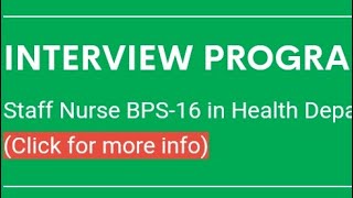 Interview Programme II Staff Nurse BPS16 II Health Deptspsc staffnurseinterview [upl. by Bunow]