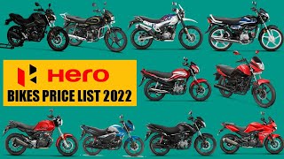 Hero All Bikes Price List 2022  Mileage  Top Speed  New 2022 Model  New Features  On Road Price [upl. by Rorke]