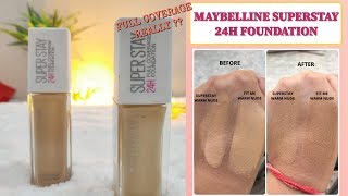 MAYBELLINE SUPERSTAY 24 HOUR FULL COVERAGE FOUNDATION  REVIEW amp SWATCHES [upl. by Zadoc]