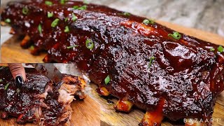 Super Easy Oven Baked Ribs Fall Off The Bone BBQ Ribs Recipe [upl. by Earezed]