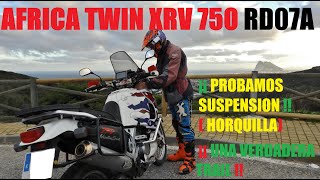 AFRICA TWIN XRV 750 RD07A  UNA VERDADERA TRAIL PROBANDO SUSPENSION DELANTERA escapada flash [upl. by Oivatco]