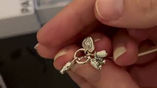 Pandora snake bracelet with heart clasp plus new baby charm SO CUTE ad [upl. by Babbette349]