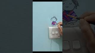 এতো কিউট কেনCute switch board art painting easydrawing switchboardart flowerdrawing [upl. by Nairda]