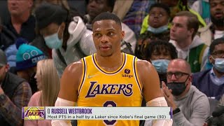 Russell Westbrook Scores Most Points In A Half By A Laker Since Kobe Bryant [upl. by Wassyngton]