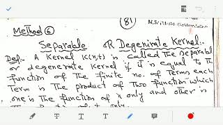 Separable or Degenerate kernel Integral Equations [upl. by Elvera]