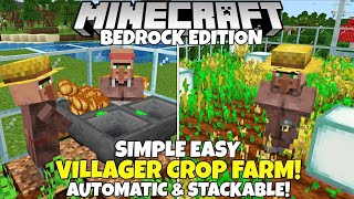 SIMPLE 120 FULLY AUTOMATIC CROP FARM TUTORIAL IN MINECRAFT BEDROCK [upl. by Ertnod687]