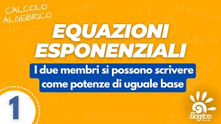 Equazioni esponenziali I due membri si possono scrivere come potenze di uguale base  1 [upl. by Etnomed565]