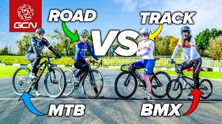 Who Is The FASTEST Cyclist  MTB vs Road vs Track vs BMX [upl. by Nohtan416]