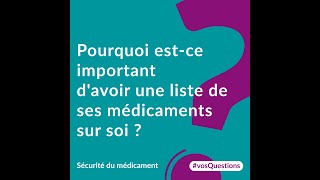 Pourquoi estce important davoir une liste de ses médicaments sur soi [upl. by Diao]