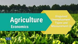 Disguised Unemployment Types and Measurement 1  Agriculture Economics  ECO608Topic160 [upl. by Zahara]