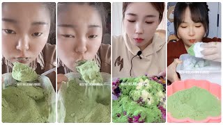 Best matcha green tea powder amp Eating matcha powdered ice amp matcha benefits amp Matcha ice mukbang 50 [upl. by Rochemont55]