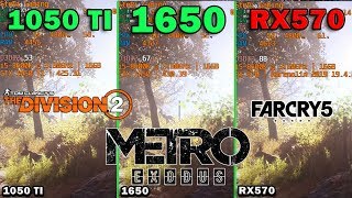 GeForce GTX 1650 vs GTX 1050 TI vs Radeon RX 570 BenchmarkMetro ExodusThe Division 2 Far Cry 5 [upl. by Lauter458]