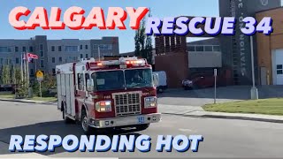 PHASER Calgary Fire Department Rescue 34 Responding HOT [upl. by Nesnaj540]