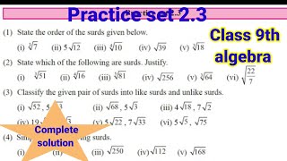 Practice set 23 Class 9 Maths Part1 Algebra Chapter 2Real Numbers  Maharashtra state board [upl. by Dekow]