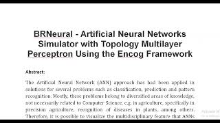 BRNeural ‑ Artificial Neural Networks Simulator with Topology Multilayer Perceptron Using the Encog [upl. by Rorke]