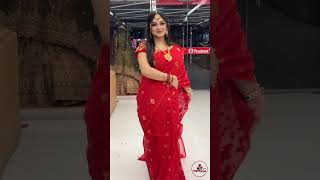 Red Jamdani SareeNew Dhakai JamdaniPoroshmoni Saree [upl. by Eirena]