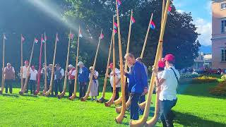 Switzerland Alphorn Players in Lugano  short [upl. by Dragde]