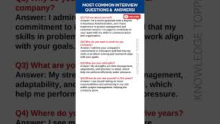 4 Most Common Job Interview Questions and Answers [upl. by Kaela]