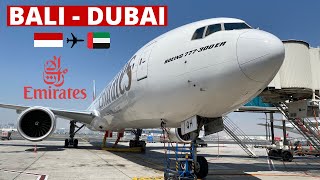 Emirates Airlines  Bali to Dubai  B777300 ER two class  Emirates Economy  Trip Report [upl. by Aelahc]