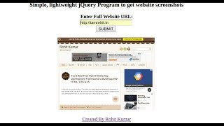 How to Take Screenshot of Website from URL using Jquery [upl. by Needan284]