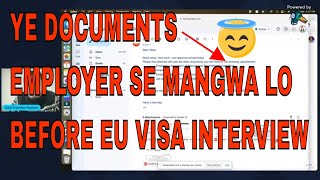 What documents are required for EU BLUE CARD VISA from Employer  Full Details [upl. by Radbourne778]