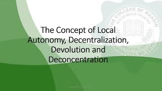 Concept of Local Autonomy [upl. by Tram]