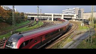 München  Passau  Wien ÖBBRailjet verlässt PA Hbf [upl. by Kcirneh]