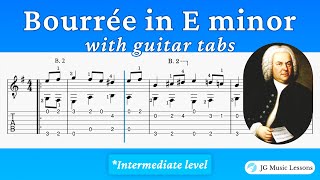 Bourrée in E minor by Bach guitar tabs [upl. by Sehcaep516]