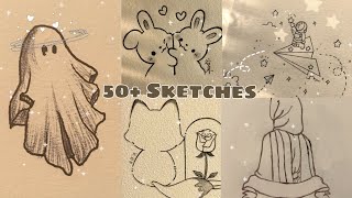 Easy sketch ideas for beginners  easy drawing ideas  cute sketches ☁️🌷 [upl. by Aiza]