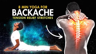 Yoga for Back Pain Relief  8 min Tension Relief Back Stretches [upl. by Ayotal]