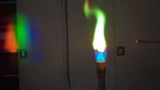 Flame test through a spectroscopic diffraction grating [upl. by Hayden]