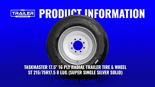 175quot 16 ply Trailer Tire amp Wheel  ST 21575R175 8 Lug Super Single  SKU TW21575R17516SSS865 [upl. by Yenttihw]