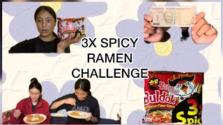 Spicy 3x Ramen challenge with sister fypviral youtube challenge sister youtuber [upl. by Nhabois]