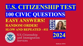 2024 Random 100 Civics Questions and Answers  U S Citizenship Interview  Slow Easy Answer [upl. by Bergerac]