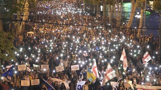 Mass Protests Resume In Tbilisi Over Foreign Agent Bill [upl. by Doomham]