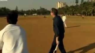 David Cameron Playing Cricket in India [upl. by Ahtelra893]