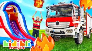 Les enfants Pompiers à la rescousse 🚒🔥Vidéo éducative de camions de pompiersKidibli [upl. by Anirol]