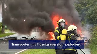 Kleintransporter explodiert Feuerwehr und Anwohner im Videointerview [upl. by Wilhelmine874]