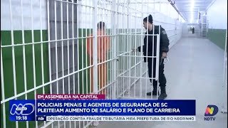 Policiais penais e agentes de segurança de SC lutam por melhoria salarial [upl. by Hubble]