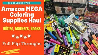 Amazon Adult Coloring Supplies and Books Haul  Arteza Markers Faber Castell Spring Coloring Books [upl. by Enirehtak]