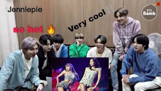 BTS Reaction Jenlisa Rap Part  BTS Reaction Blackpink [upl. by Atteuqnas384]