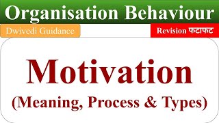 motivation meaning types of motivation process of motivation organisational behaviour motivation [upl. by Glarum849]