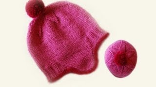 HOW TO KNIT A CLASSIC BOBBLE HAT WITH LACE INCREASES TO THE CROWN Fits adults children amp babies [upl. by Akiwak]