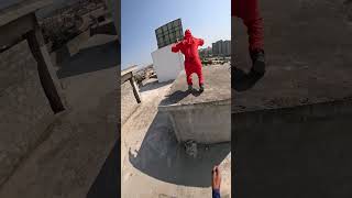 Moneyheist rooftop freerun pov😂parkour rooftop moneyheist freerunning shortslife parkourlife [upl. by Trini]